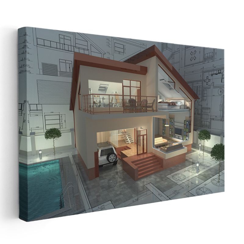 Mimar - Modern Villa Tasarımı ve Konsepti Kanvas Tablo