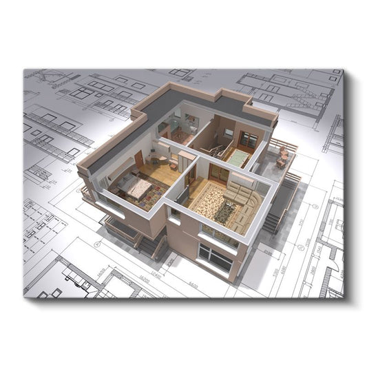 Mimar - Modern Daire Planı Kanvas Tablo