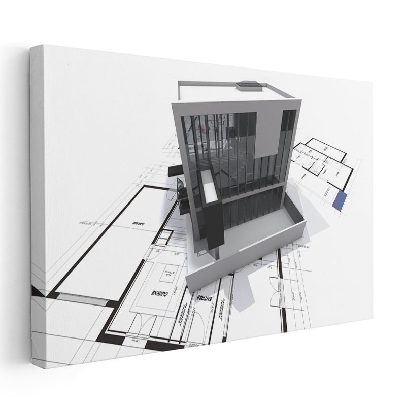 Mimar - Futuristik Bina Tasarım Konsepti ve Mimari İnovasyon Kanvas Tablo