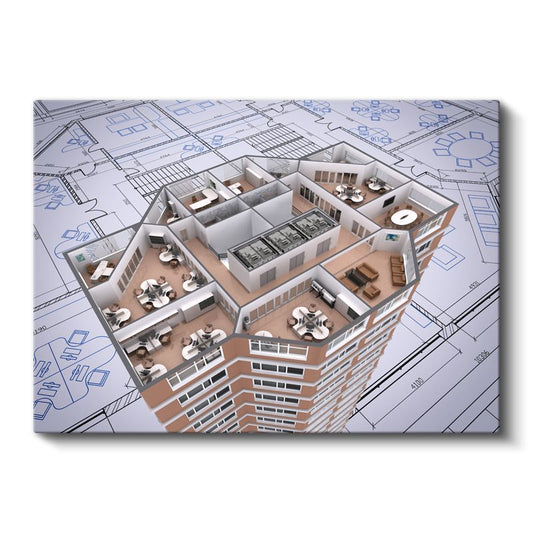 Mimar - Ofis Katı Yerleşim Planı Kanvas Tablo