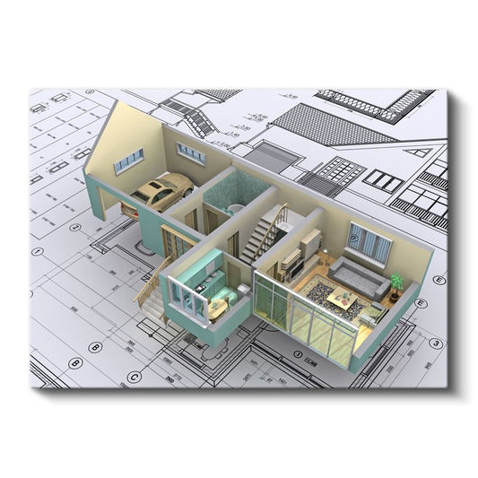 İç Mimar - Villa Kesit Tasarımı Kanvas Tablo