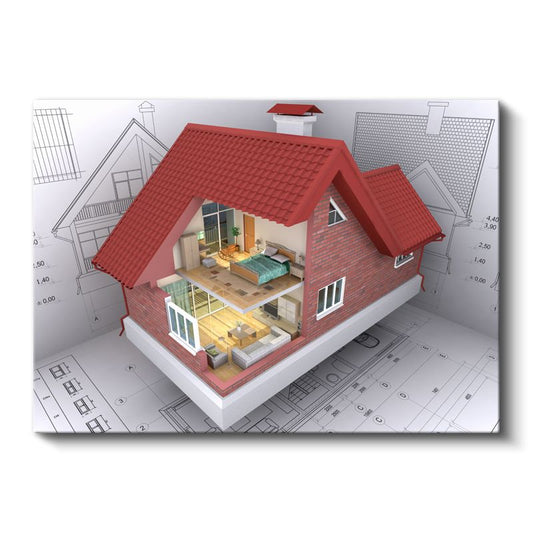 Mimar - Müstakil Ev Kesit Projesi Kanvas Tablo