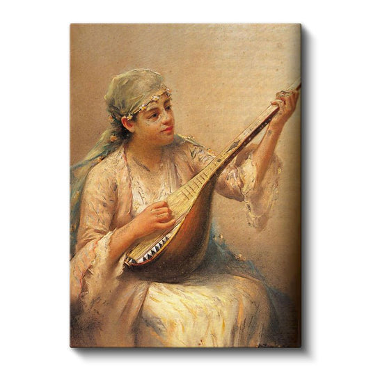 Osmanlı Müzisyeni - Saz Çalan Kadın Kanvas Tablo
