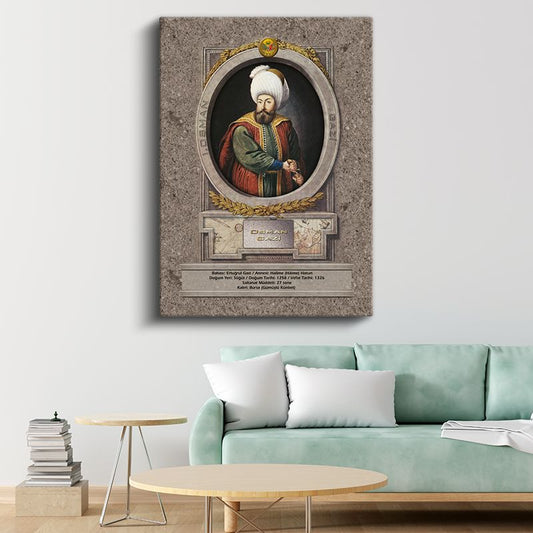 Osmanlı Padişahları - Osman Gazi Portresi Kanvas Tablo