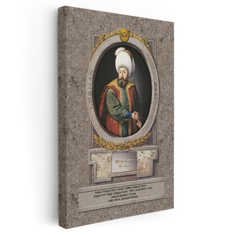 Osmanlı Padişahları - Osman Gazi Portresi Kanvas Tablo