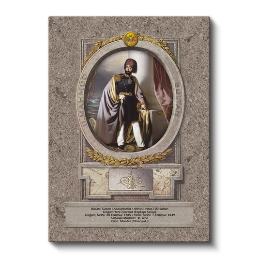 Osmanlı Padişahları - Sultan I. Abdülhamid Portresi Kanvas Tablo
