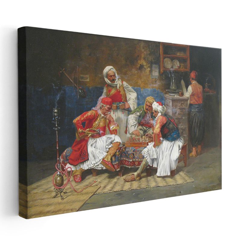 Osmanlı Kahvehanesi - Satranç Oynayanlar Kanvas Tablo
