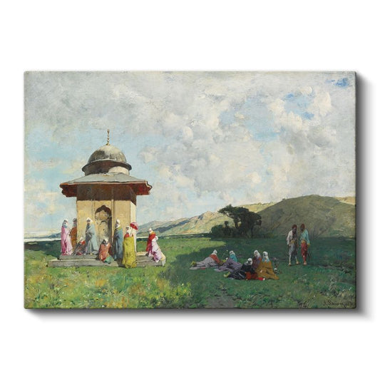 Osmanlı Yaşamı - Çeşme Başında Toplanan İnsanlar Kanvas Tablo