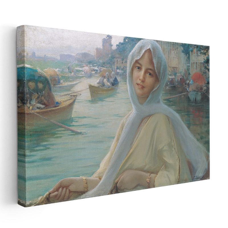 Boğaziçi Manzarası - Başörtülü Hanım Kanvas Tablo