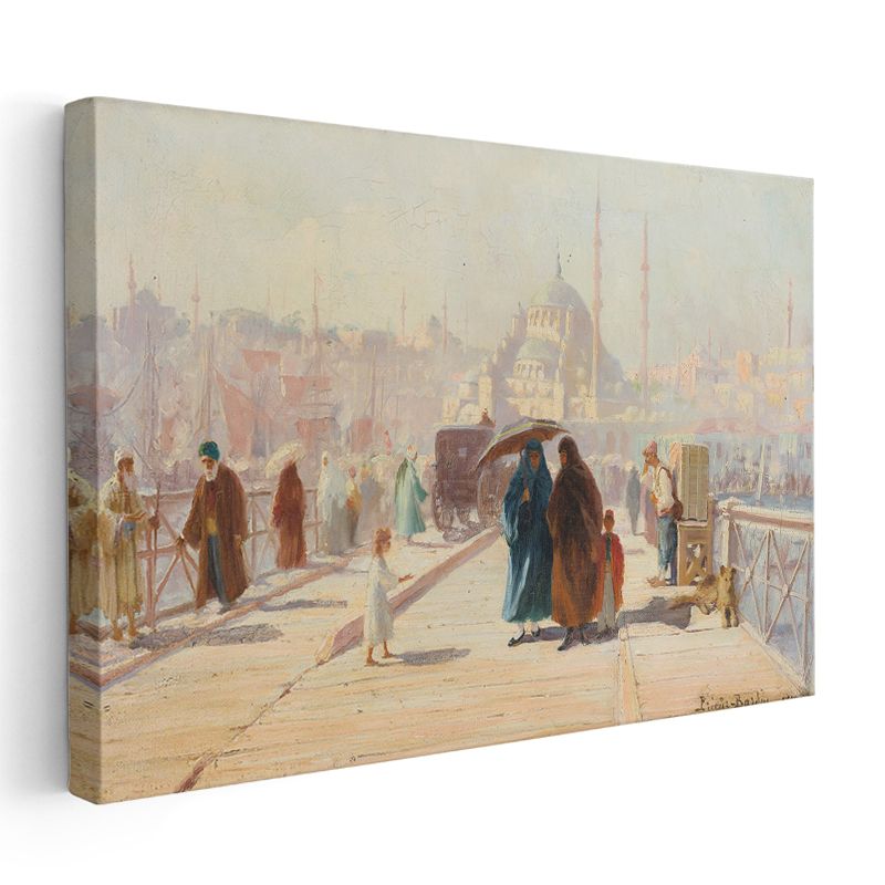 Fausto Zonaro - İstanbul İskelesi Kanvas Tablo