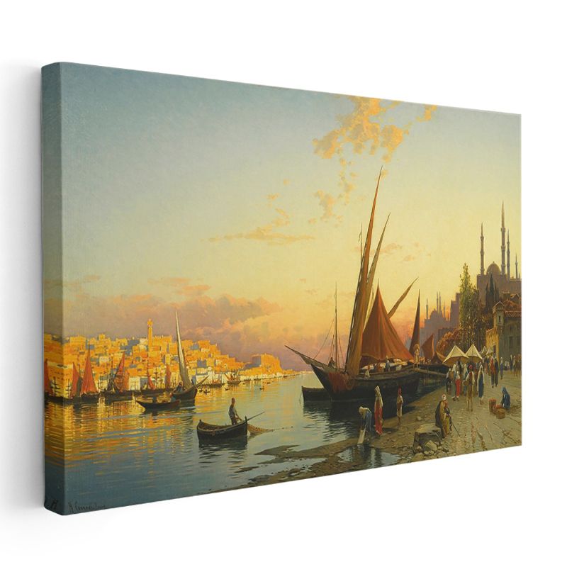 İstanbul Silueti - Altın Boynuz Manzarası Kanvas Tablo