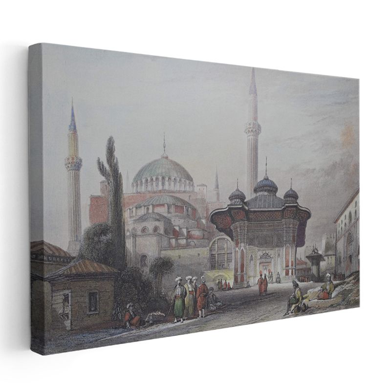 Ayasofya Camii - Osmanlı Döneminde İhtişamlı Görünüm Kanvas Tablo