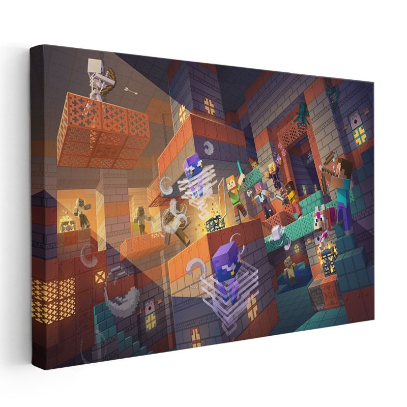 Minecraft - Dünyayı Tutan Steve Kanvas Tablo