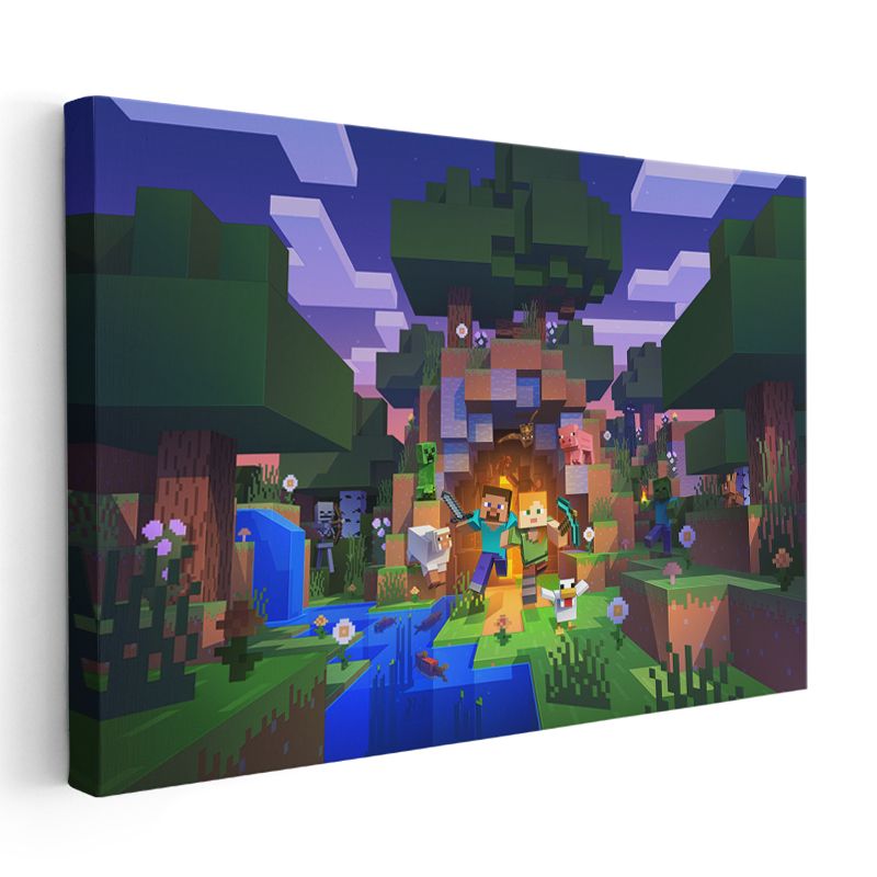 Minecraft - Gece Kampı Kanvas Tablo