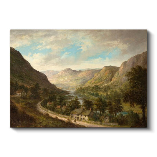 Alfred de Breanski - Dağ Vadisi Yerleşimi Kanvas Tablo
