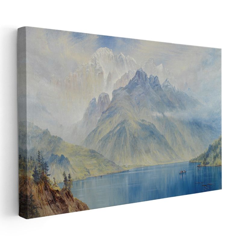 Albert Bierstadt - Dağ Gölü Manzarası Kanvas Tablo