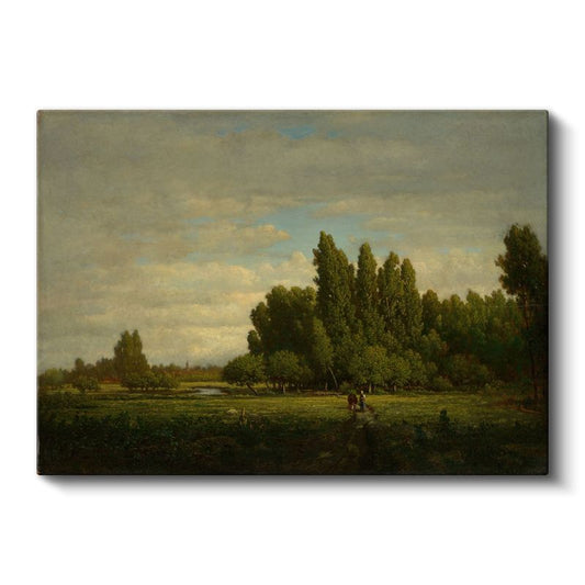 Théodore Rousseau - Yeşil Ova Manzarası Kanvas Tablo