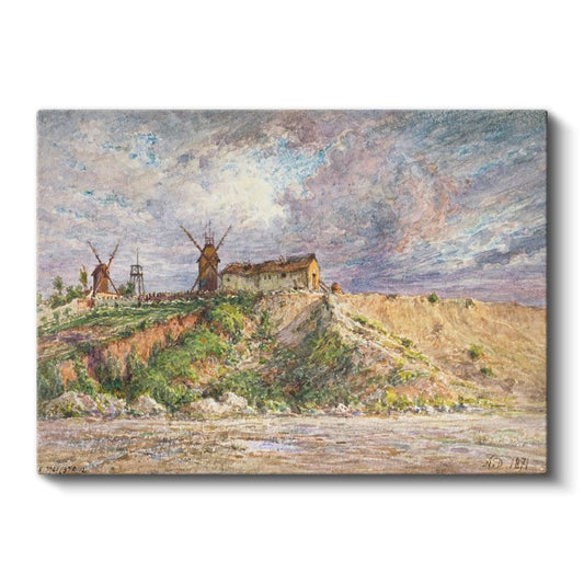 Ferdinand Perrot - Tepedeki Değirmenler Kanvas Tablo