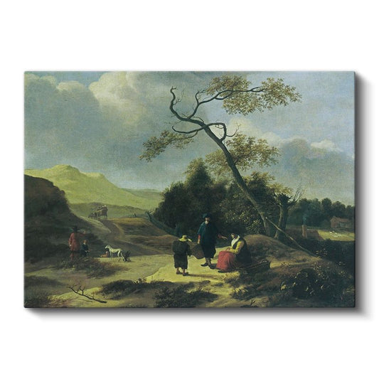 Jan van Goyen - Kırsal Yolda Yolcular Kanvas Tablo