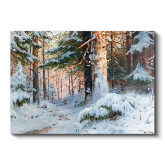 Wilhelm Mende - Karlı Orman Manzarası Kanvas Tablo