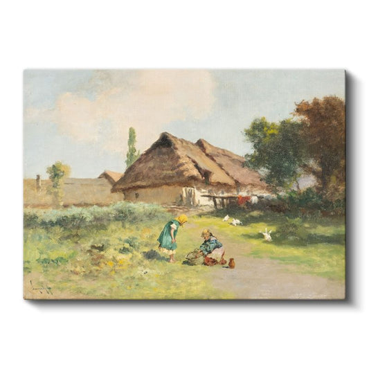 David Teniers - Kır Evi Önünde Çocuklar Kanvas Tablo