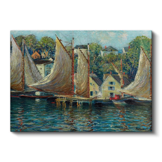 Henry Bacon - Yelkenliler ve Liman Manzarası Kanvas Tablo