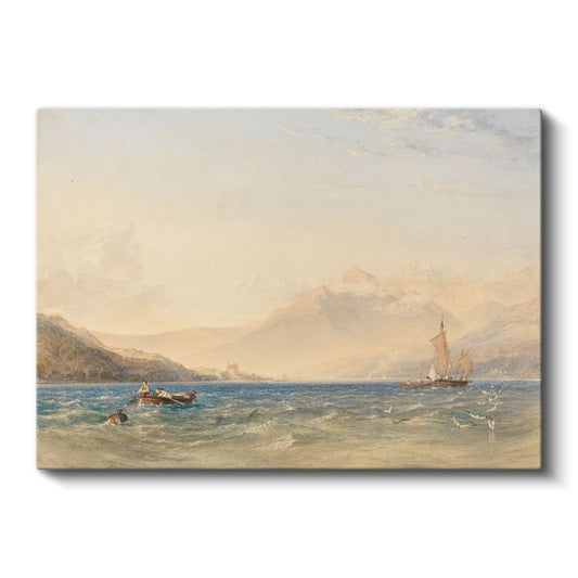 J.M.W. Turner - Dağlık Göl Manzarası Kanvas Tablo