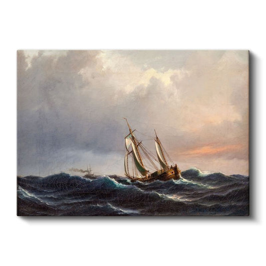 Ivan Aivazovsky - Fırtınalı Denizde Yelkenli Kanvas Tablo
