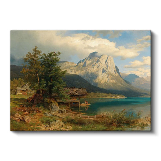 Albert Bierstadt - Dağ Gölü Manzarası Kanvas Tablo