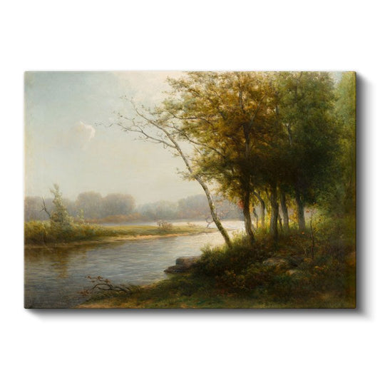 Jean-Baptiste-Camille Corot - Nehir Kenarında Ağaçlar Kanvas Tablo