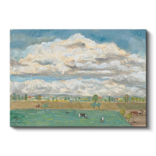 Camille Pissarro - Kırsal Manzara ve Bulutlar Kanvas Tablo