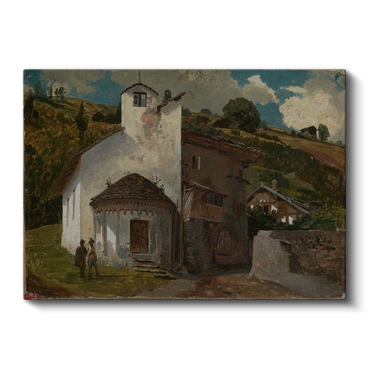 Jean-Baptiste-Camille Corot - İtalyan Köy Kilisesi Kanvas Tablo