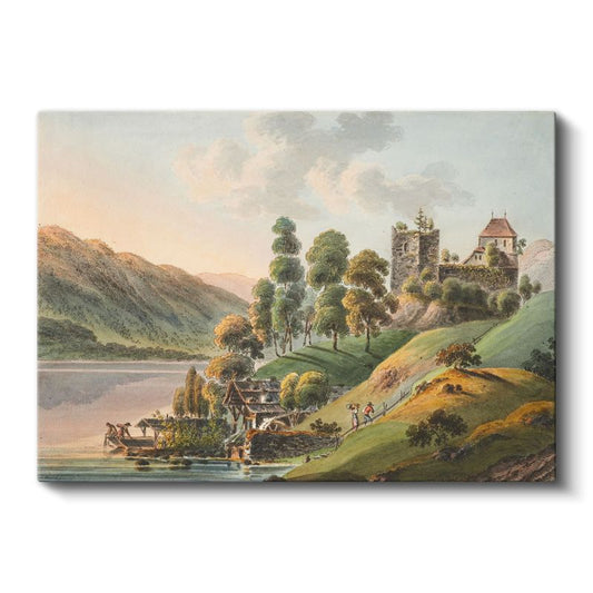 Franz Niklaus König - Göl Kenarında Şato Kanvas Tablo