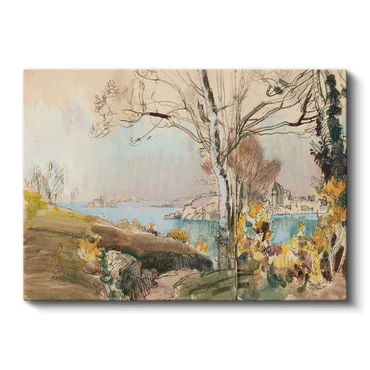 Paul Signac - Nehir Kıyısı Eskizi Kanvas Tablo