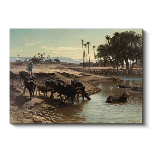 Léon Belly - Nil Kıyısında Kanvas Tablo