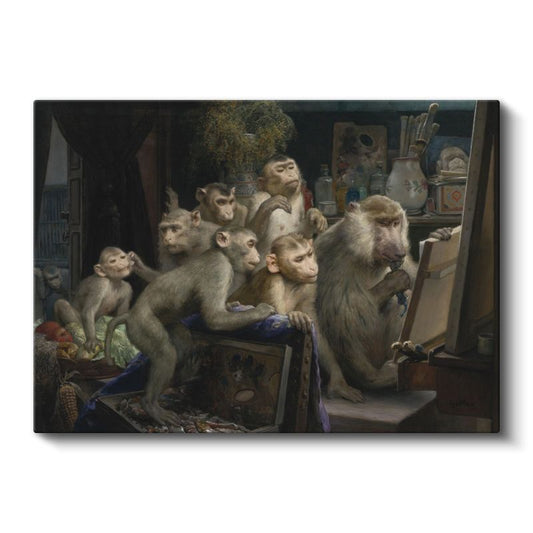 Gabriel von Max - Maymun Eleştirmenler Kanvas Tablo