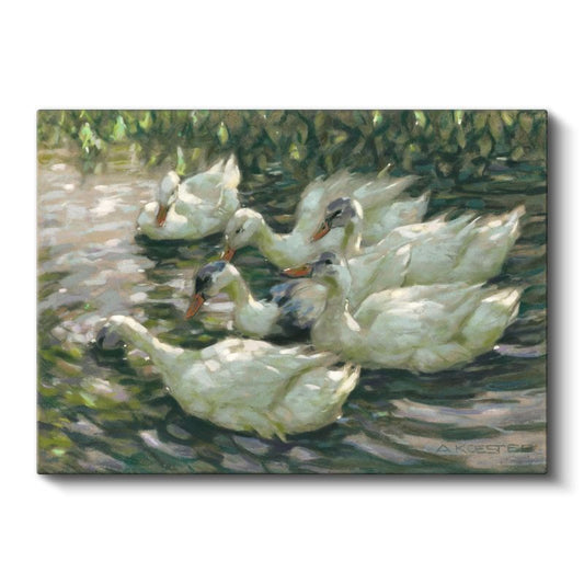 Alexander Koester - Göldeki Beyaz Ördekler Kanvas Tablo