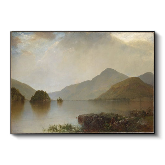John Frederick Kensett - Dağ Gölü Manzarası Kanvas Tablo