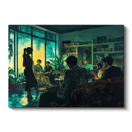 Jeremy Mann - Yeşil Oda Sohbeti Kanvas Tablo