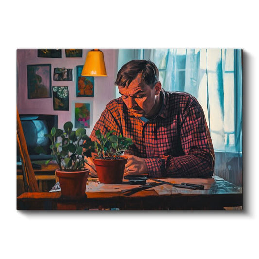 Daniil Antropov - Bitkilerle Çalışan Adam Kanvas Tablo