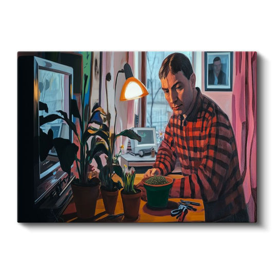 Daniil Antropov - Çiçek Yetiştiren Adam Kanvas Tablo