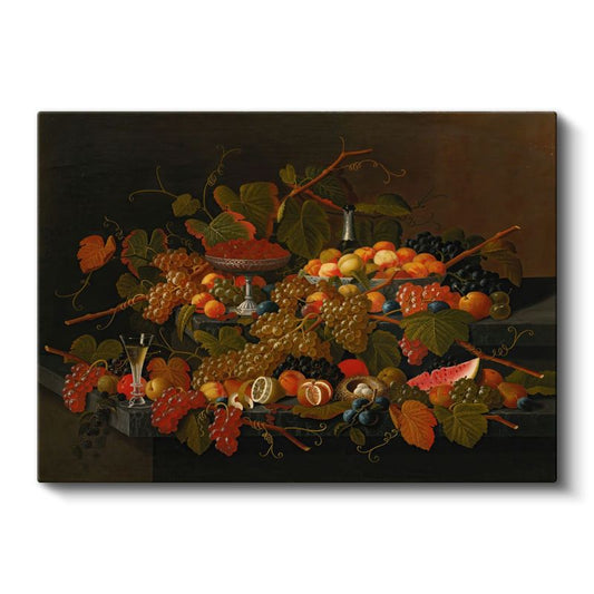 Severin Roesen - Sonbahar Meyveleri Natürmortu Kanvas Tablo