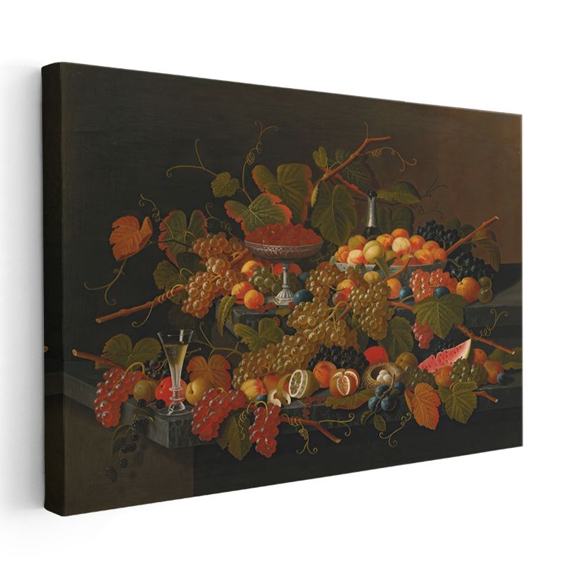 Severin Roesen - Sonbahar Meyveleri Natürmortu Kanvas Tablo