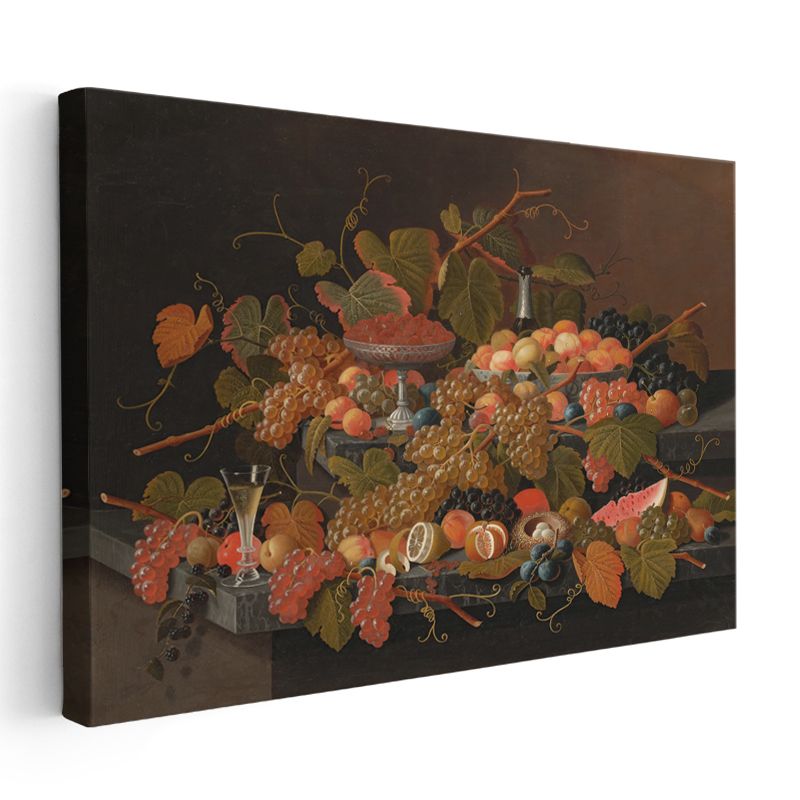 Johann Wilhelm Preyer - Zengin Meyve Kompozisyonu Kanvas Tablo