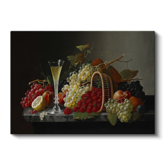 Edward Ladell - Şampanya ve Meyveler Natürmortu Kanvas Tablo