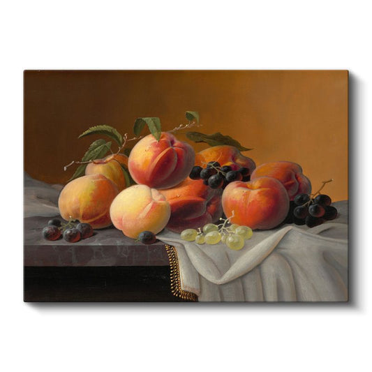 Luis Meléndez - Şeftaliler ve Üzümler Kanvas Tablo