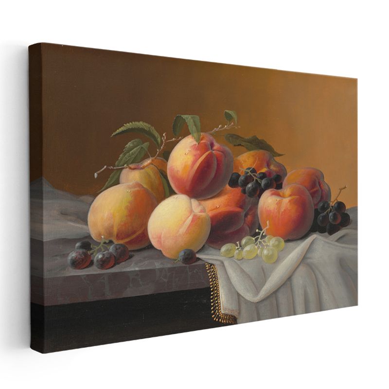 Luis Meléndez - Şeftaliler ve Üzümler Kanvas Tablo