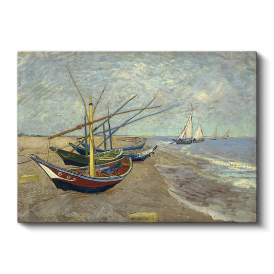 Vincent van Gogh - Saintes-Maries'deki Plajda Balıkçı Tekneleri Kanvas Tablo