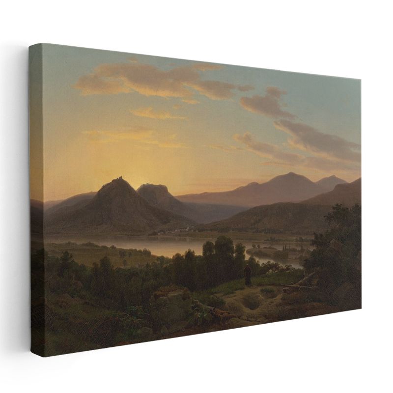 Albert Bierstadt - Dağ Gölü Günbatımı Kanvas Tablo