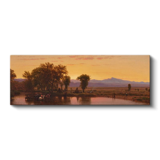 Albert Bierstadt - Gün Batımında Göl Manzarası Kanvas Tablo